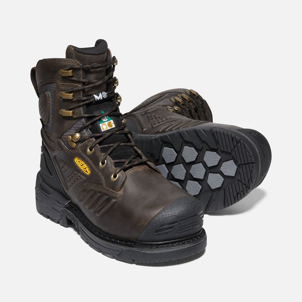 Keen Arbetskängor Herr Svarta Bruna - Csa Philadelphia 8\" Internal Met Waterproof (Carbon-Fiber Toe)